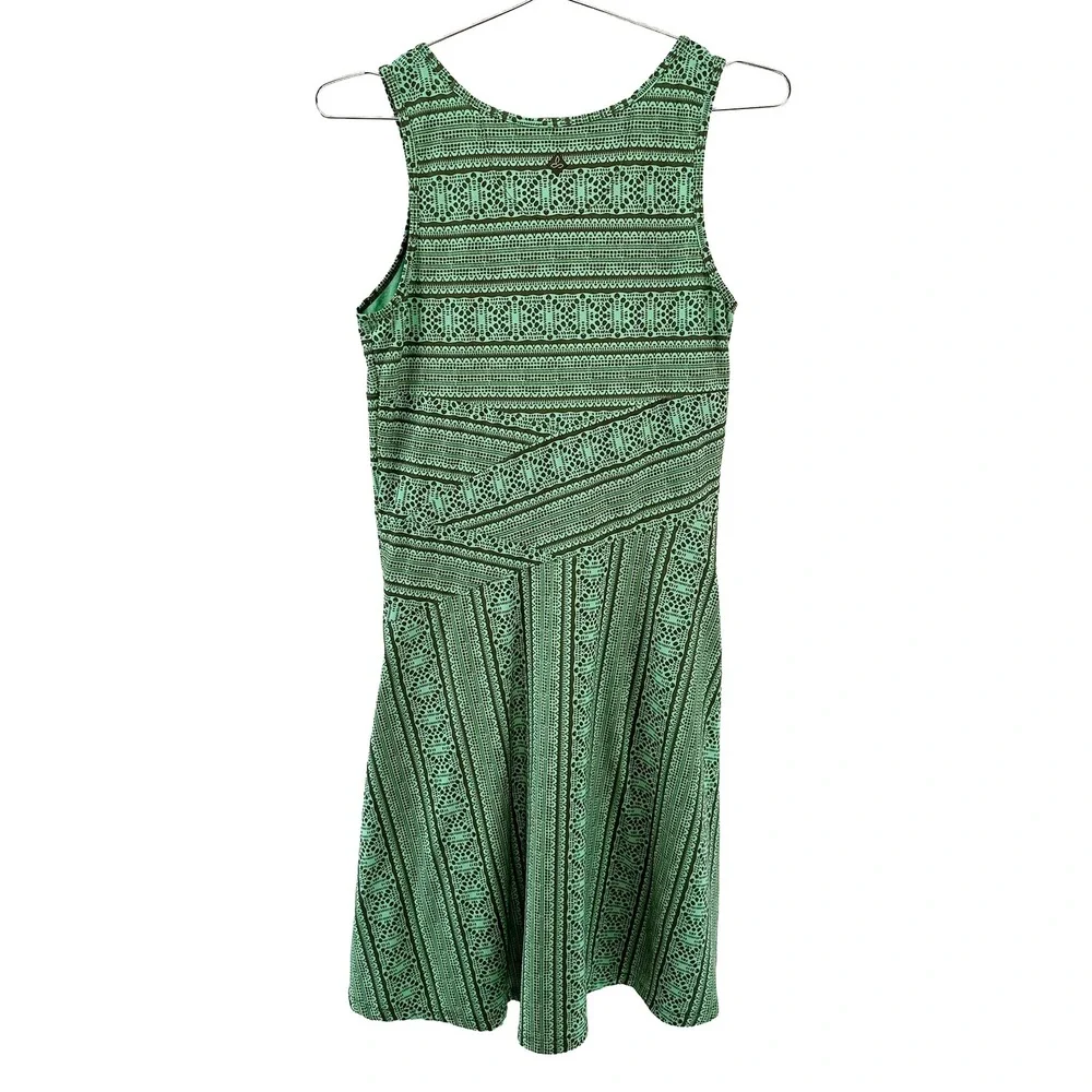 PRANA Jersey Athleisure Casual Dress • Small • green all-over-print • boho chic - Picture 4 of 7